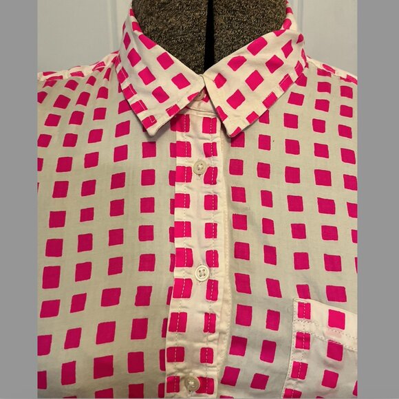 J.Crew Fitted Boyfriend XS Button-down Hot Pink and White - Picture 3 of 6